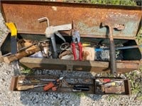 Metal tool box with  misc tools