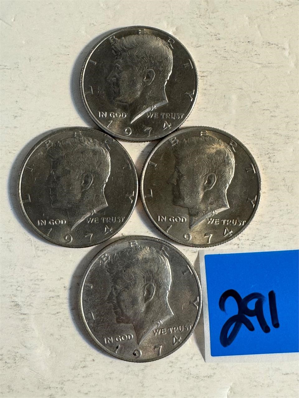 4 Kennedy Half Dollar Clad see pictures for dates