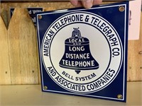 8" X 8" PORCELAIN TELEPHONE SIGN