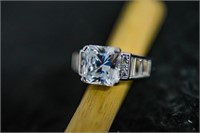 White sapphire princess cut ring