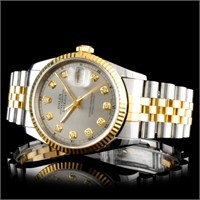 36MM Rolex Diamond DateJust YG/SS Watch