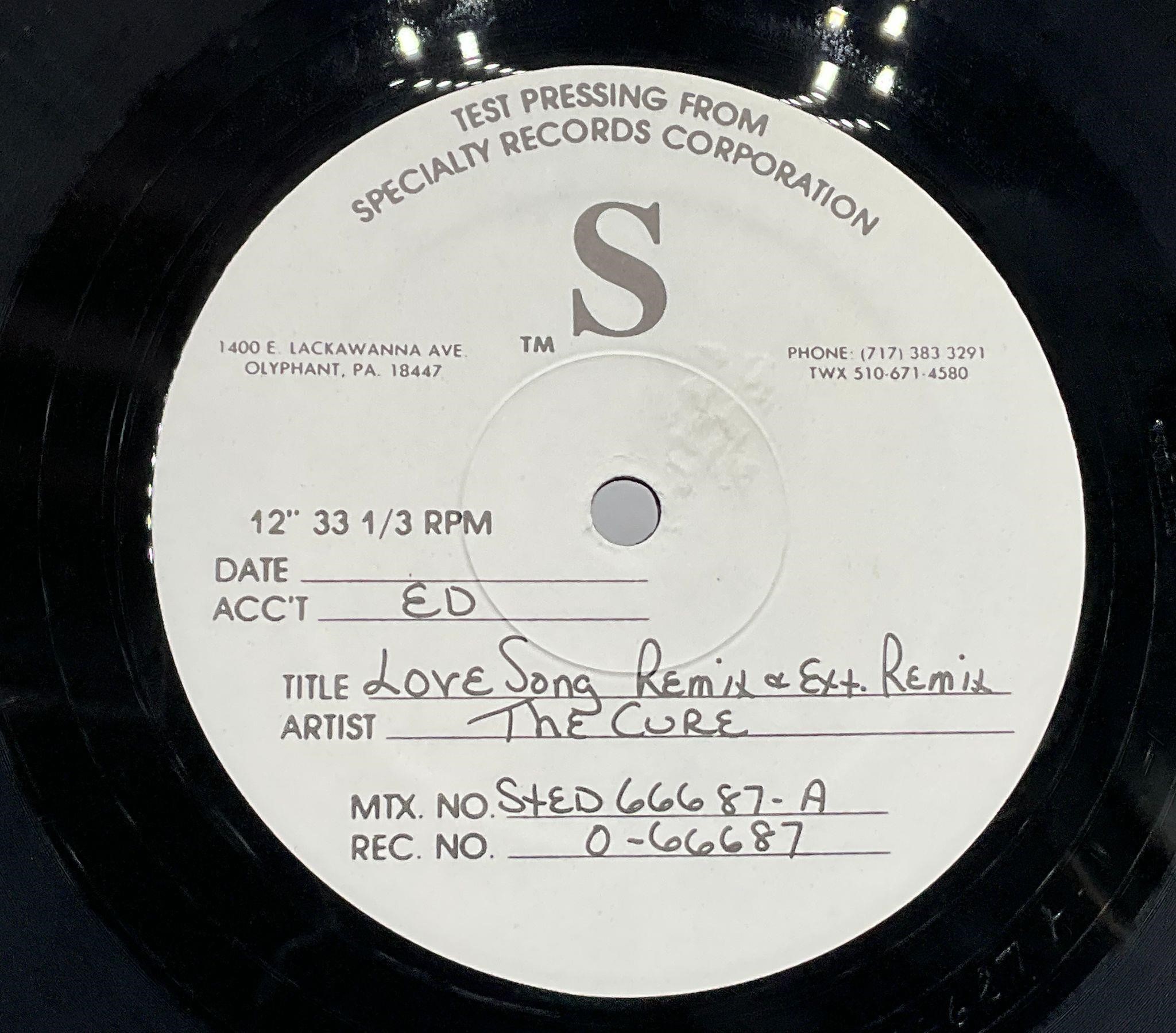 1989 The Cure "Lovesong" 12" Test Pressing