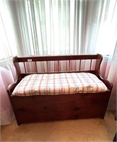 PINE BENCH - STORAGE WITH CUSHION 43.5X18X28.5