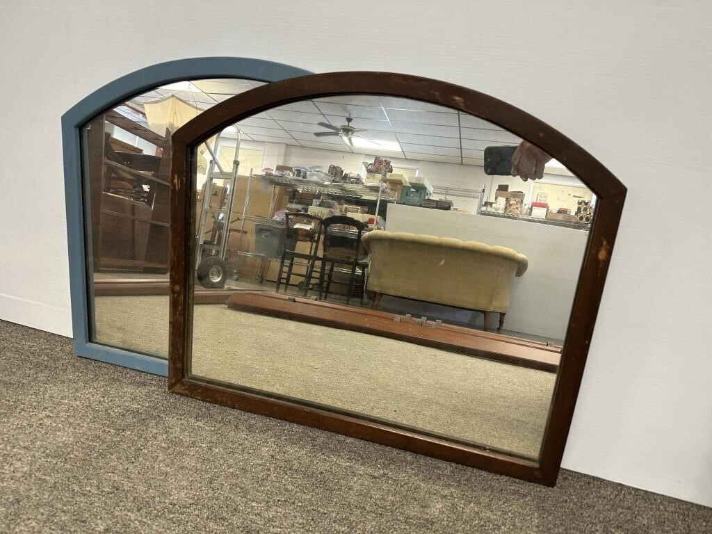 2 Vintage mirrors, one is painted blue