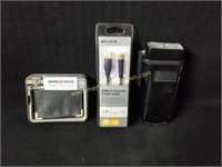 Misc Lot - Wallet, Camera Flash & USB Cord