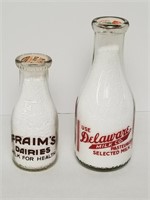 2 Vintage Delaware Diry Bottles