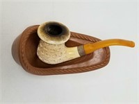 Vintage Meerscaum Pipe With Stand