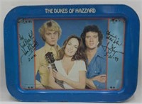 AUTOGRAPHED THE DUKES OF HAZZARD METAL TRAY
