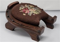 Needlepoint Horseshoe Footstool