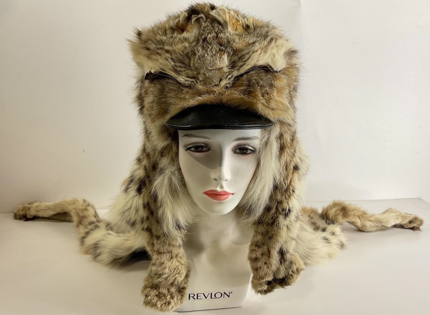 Bobcat Fur Trapper Hat