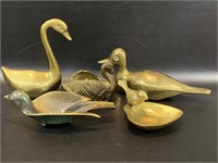 Vintage Brass Bird Lot Swans, Duck +