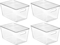 4 Pack Clear Stackable Storage Bins with Lids