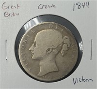 Silver Great Britain Victoria 1oz Crown 1844 VG