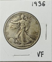 Silver U.S. Walking Liberty Half-Dollar 1936 VF
