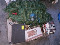 STOOL, CHRISTMAS TREE, BOOKS, SHIP CALENDAR DECOR