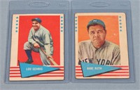 1961 Fleer Babe Ruth + Lou Gehrig Baseball Cards