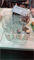 Glass cups , salt and pepper shakers etc