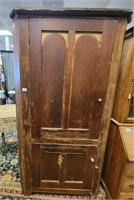 Antique Two Door Corner Cabinet w/ Green Paint