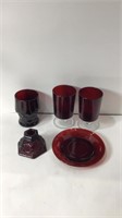 5 Vintage Pieces Ruby Glass U8B