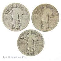 1926 - 1928 Silver Standing Liberty Quarters (3)