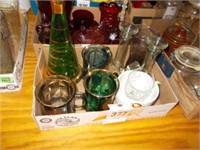 Green Flask, Coke Glass, Candle Stick Holders