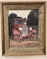 Antique truck broken down framed picture