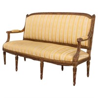 Louis XVI Style Upholstered Giltwood Sofa