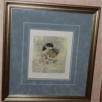 Marnie Dahl Signed Chickadee Framed Fine Art Print