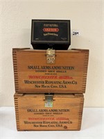 2 Wood Winchester Ammo & 1 Metal Deposit Box