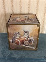 Cat Sports Themed Wooden Storage Cube