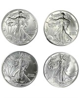 (4) 1989 American Eagle 1 oz. Silver dollars, UNC