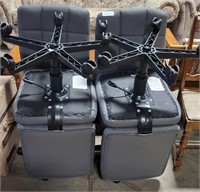 4 GRAY LEATHER ROLLING CHAIRS