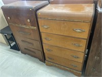 2 vintage waterfall chest of drawers