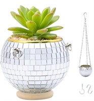 (new)RUBY.Q Disco Ball Planter, Silver/Rose Gold