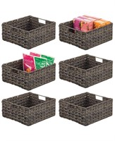 mDesign Woven Farmhouse Pantry Food Storage Bin Ba