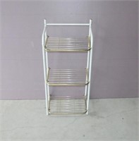 White Metal and Brass Three Shelf Stand