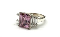 ‘925’ Marked Ring with Pink Stone Size 8
(Size
