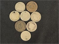 SHIELD NICKELS, V NICKELS, AND 2 CENT PIECES