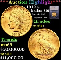 ***Auction Highlight*** 1912-s Gold Indian Eagle $
