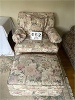 Flex steel floral pattern chair with ottoman
