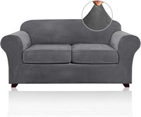 Stretch Velvet SofaCovers for 2Cushion Couch, Gray