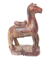 Indian Gilt & Painted Wood Horse Statue, circa 180
