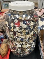 Large Plastic Canister of Vintage Buttons