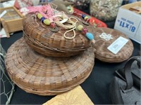 (3) Wicker Sewing Baskets