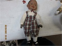 ceramic boy doll plaid outfit