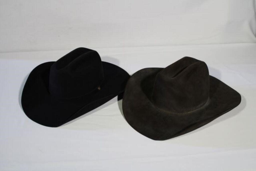 (3) Assort. Cowboy Hats; (1) Black Size 7-5/8,