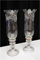 Pair Baccarat Candle Hurricane Lamps