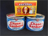 Two Chase & Sanborn tins - Van Camp's Pork &