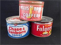 Three vintage coffee tins: Chase & Sanborn -
