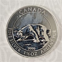 2013 Canada Polar Bear 1.5 Troy Ounce .9999 Silver